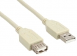 USB 2.0 Verlängerungskabel (Stecker-auf-Buchse, Typ A, 1,8m) beige